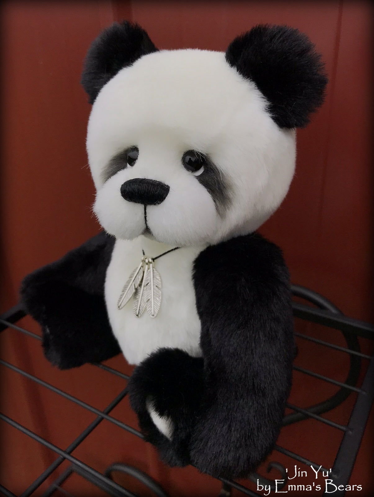 Jin Yu - 9" faux fur artist panda bear by Emmas Bears - OOAK