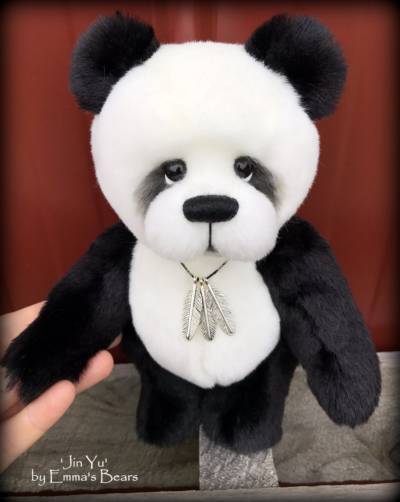 Jin Yu - 9" faux fur artist panda bear by Emmas Bears - OOAK