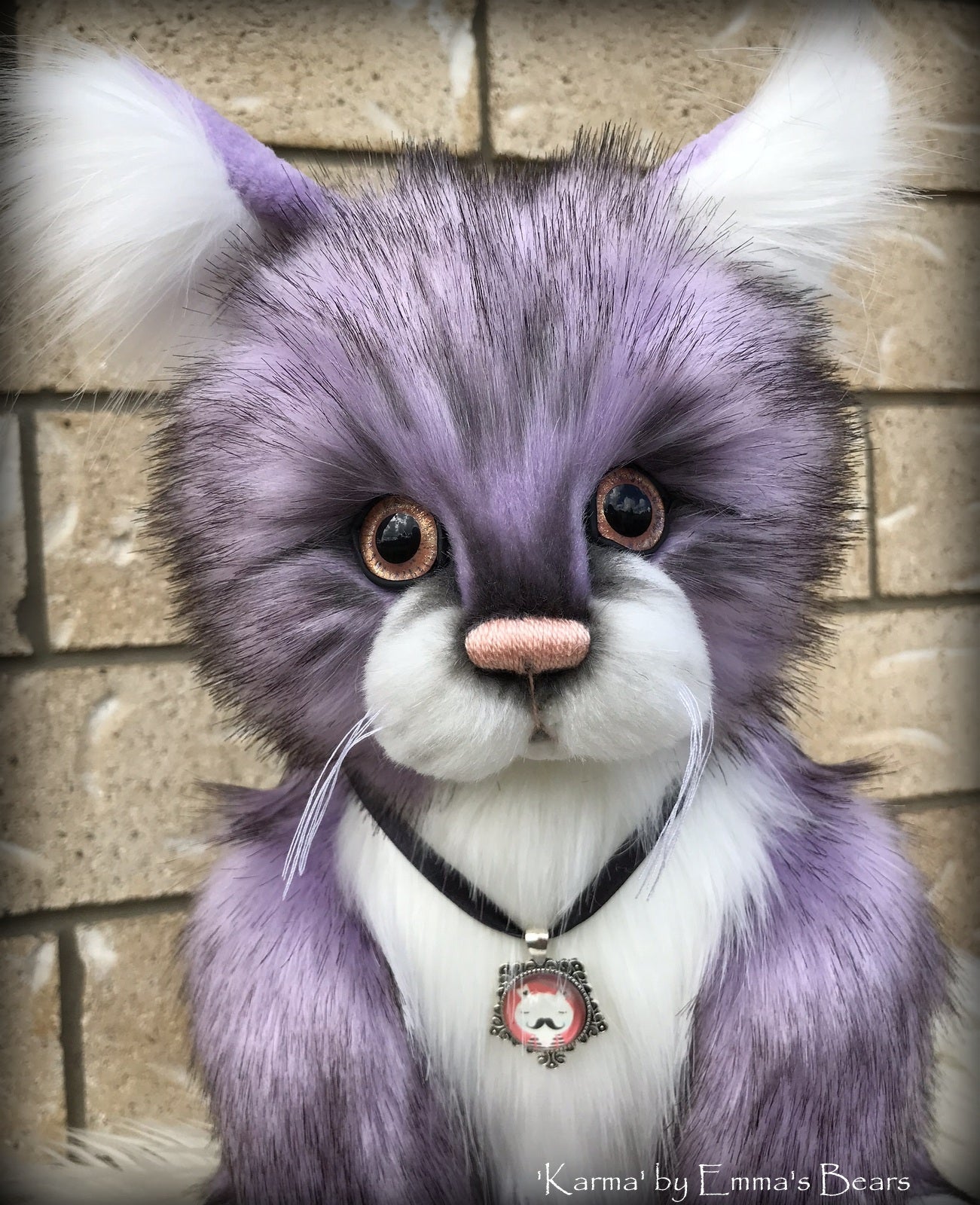 Karma - 13" soft sculpture faux fur cat by Emmas Bears - OOAK