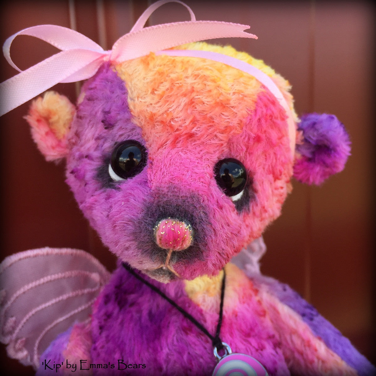 Kip - 9in hand-dyed rainbow viscose Artist Bear by Emmas Bears