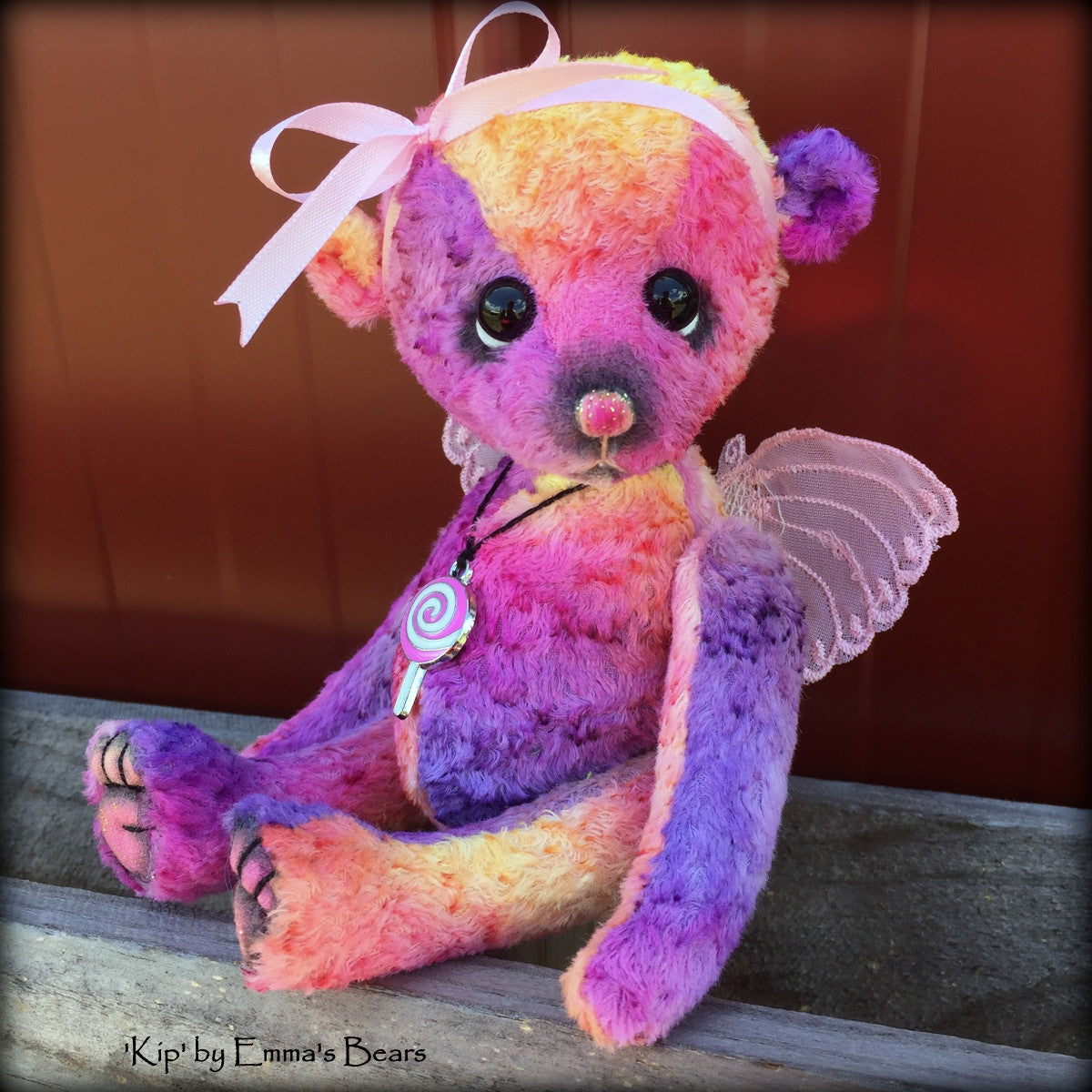 Kip - 9in hand-dyed rainbow viscose Artist Bear by Emmas Bears