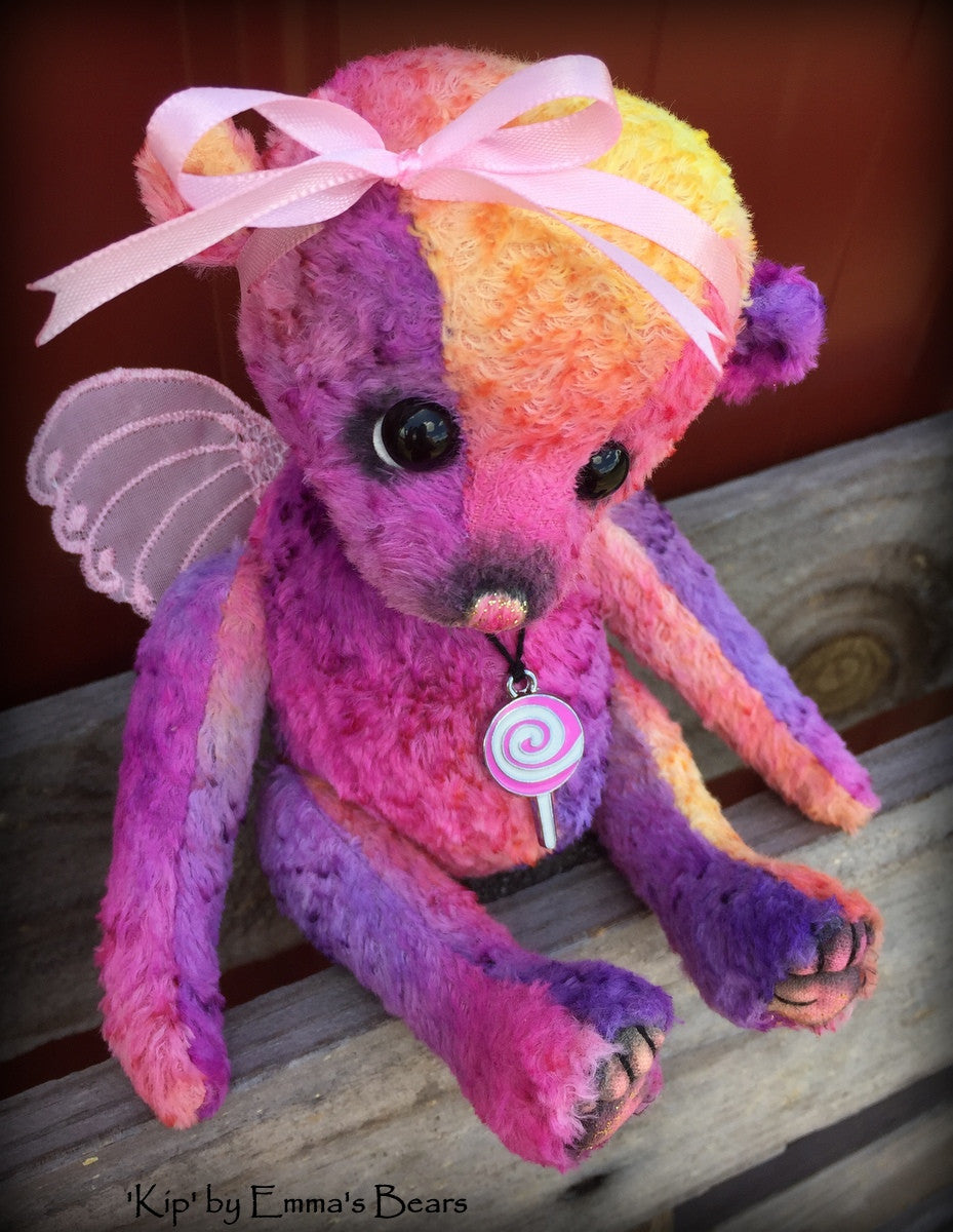 Kip - 9in hand-dyed rainbow viscose Artist Bear by Emmas Bears