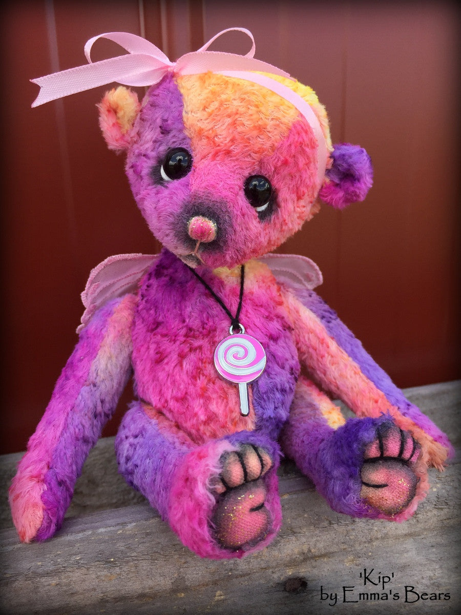 Kip - 9in hand-dyed rainbow viscose Artist Bear by Emmas Bears