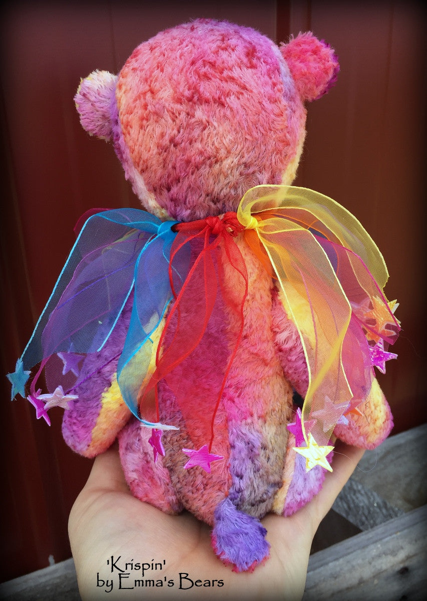 Krispin - 10in hand-dyed rainbow viscose Artist Bear by Emmas Bears