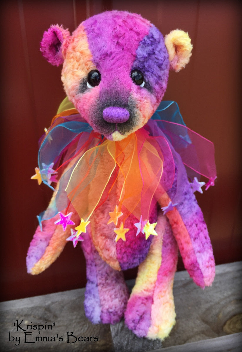 Krispin - 10in hand-dyed rainbow viscose Artist Bear by Emmas Bears