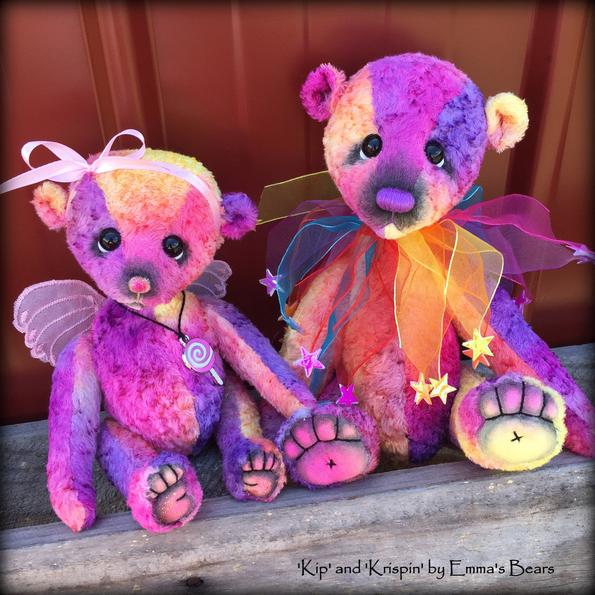 Kip - 9in hand-dyed rainbow viscose Artist Bear by Emmas Bears