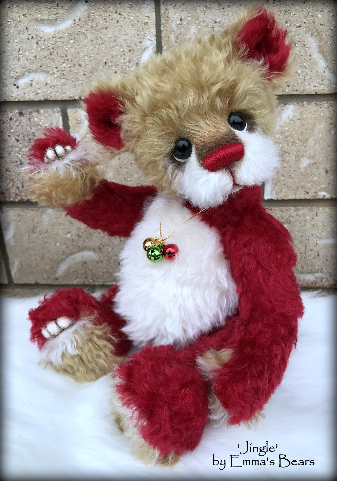 Jingle - 14" kid mohair Christmas artist bear by Emmas Bears - OOAK