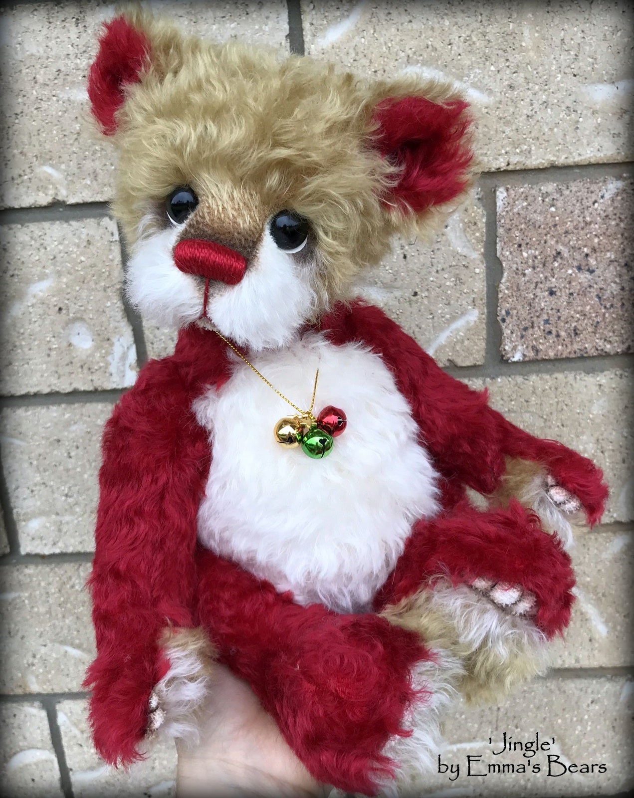 Jingle - 14" kid mohair Christmas artist bear by Emmas Bears - OOAK