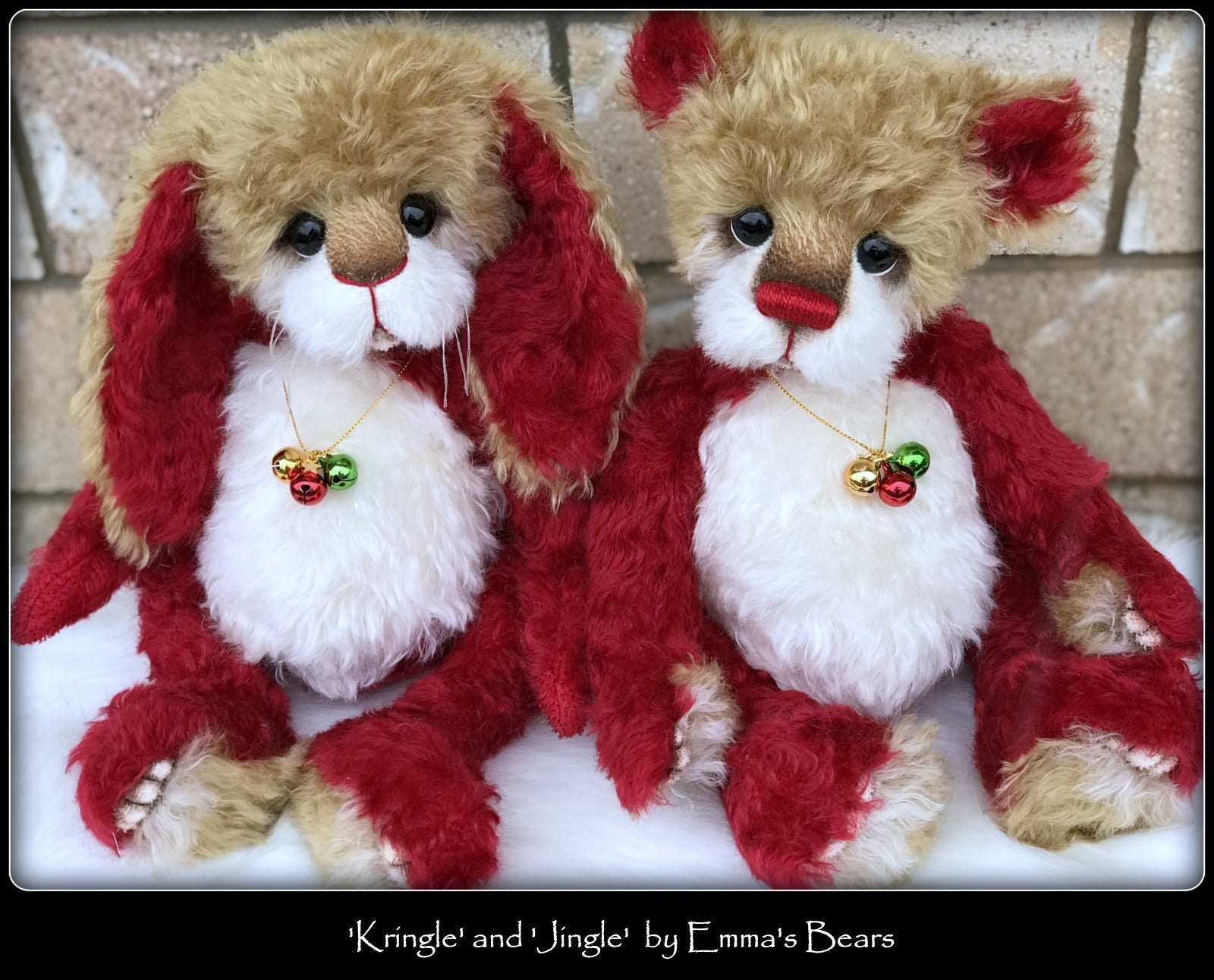 Kringle - 14" kid mohair Christmas artist bunny by Emmas Bears - OOAK