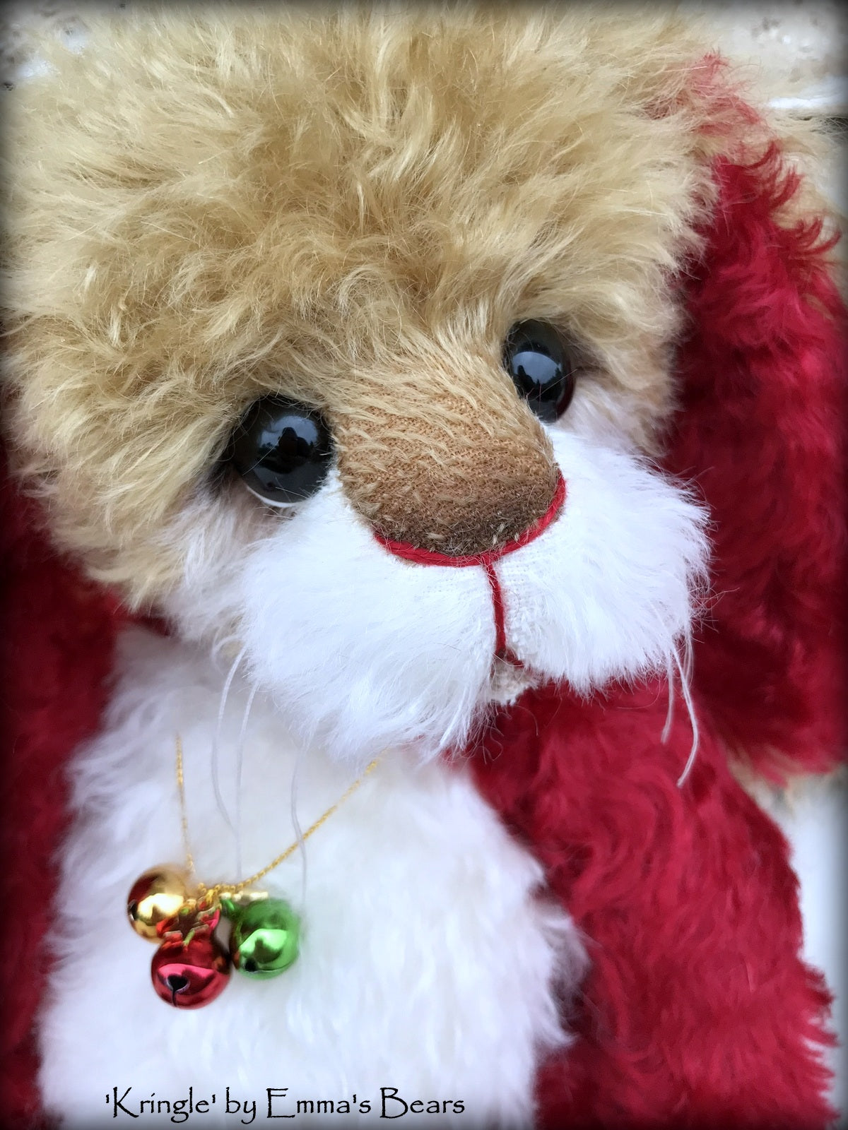 Kringle - 14" kid mohair Christmas artist bunny by Emmas Bears - OOAK