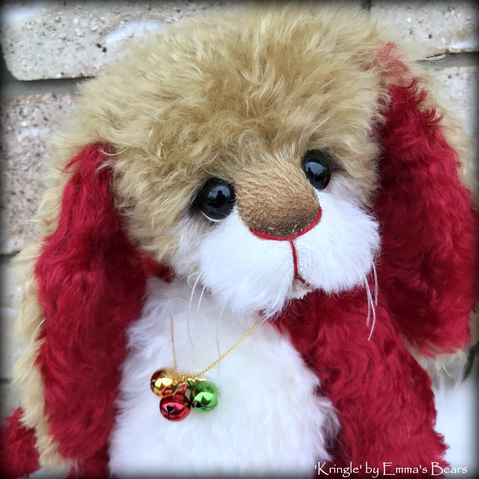 Kringle - 14" kid mohair Christmas artist bunny by Emmas Bears - OOAK