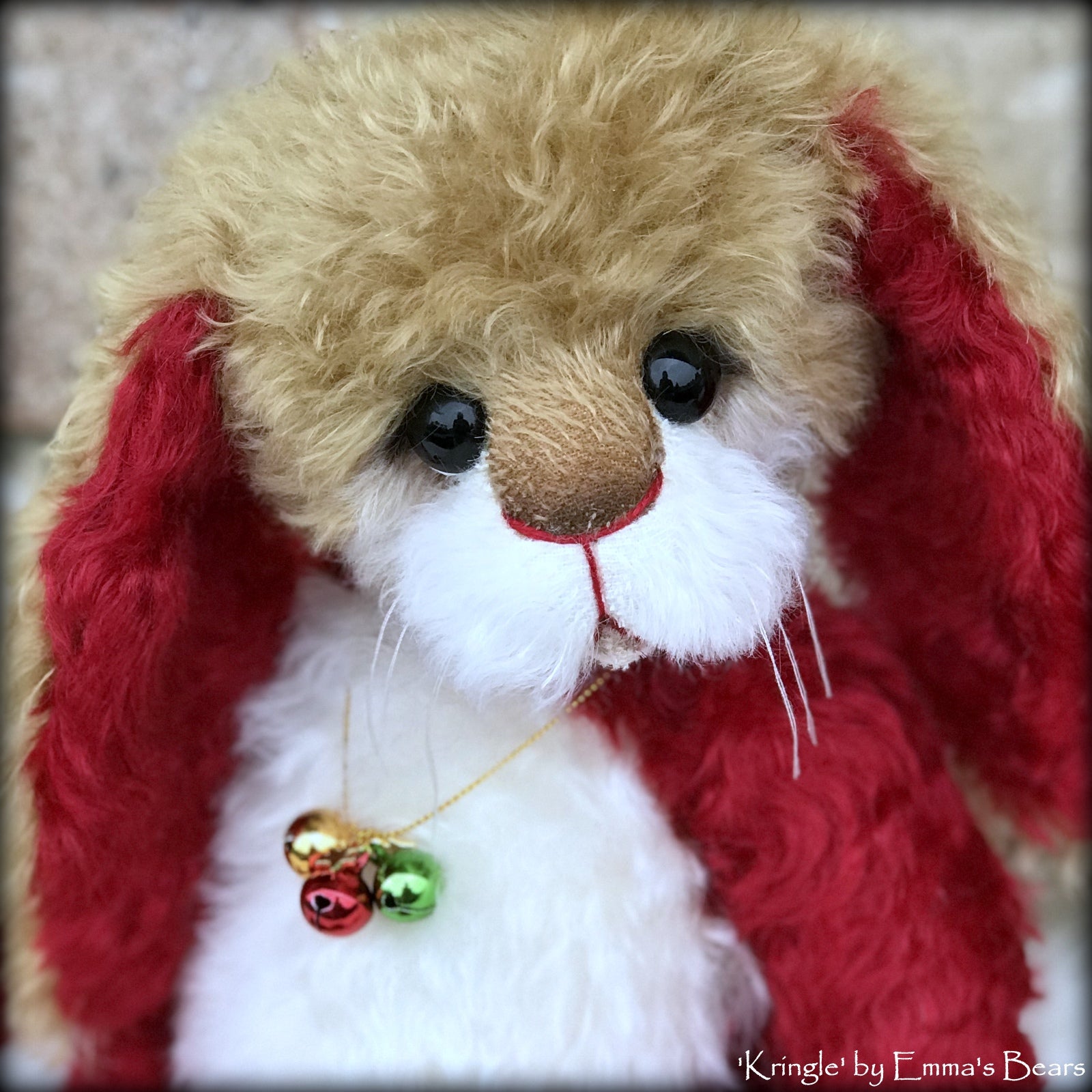 Kringle - 14" kid mohair Christmas artist bunny by Emmas Bears - OOAK