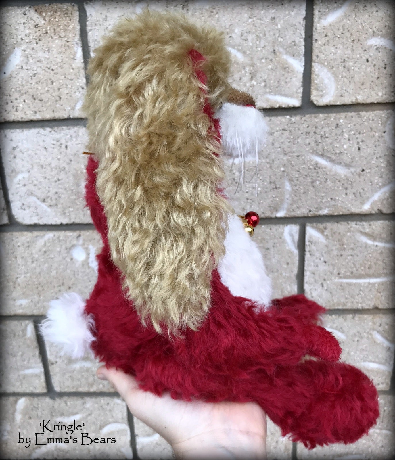 Kringle - 14" kid mohair Christmas artist bunny by Emmas Bears - OOAK