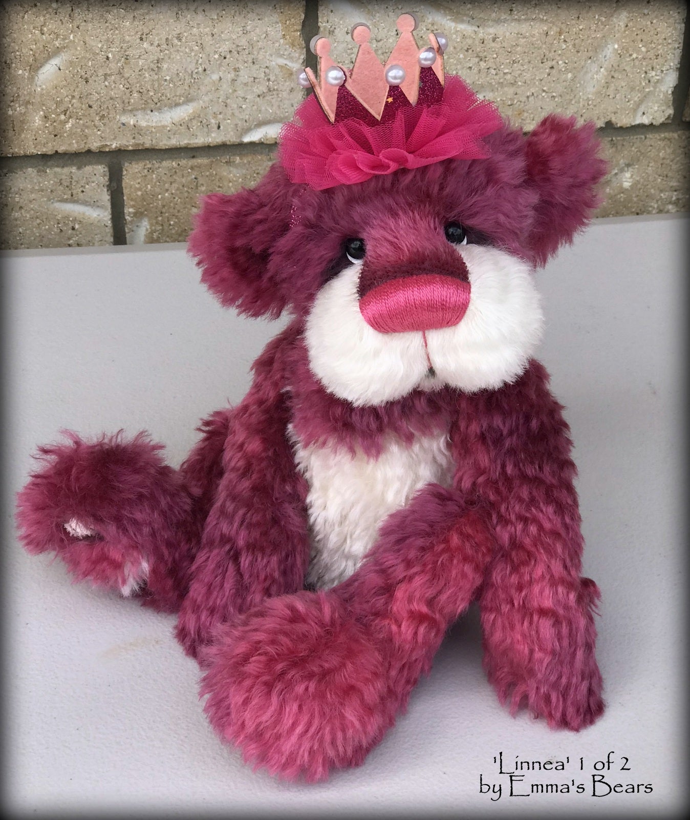 Linnea 1 of 2 - hand dyed 13" mohair artist bear by Emma's Bears - LIMITED EDITION