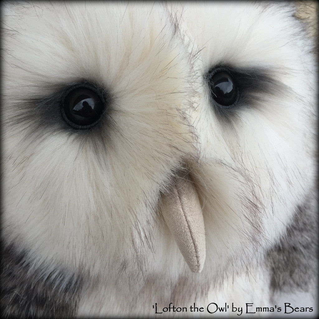 Lofton the Owl - 14" lifesize faux fur artist barn owl  - OOAK by Emma's Bears