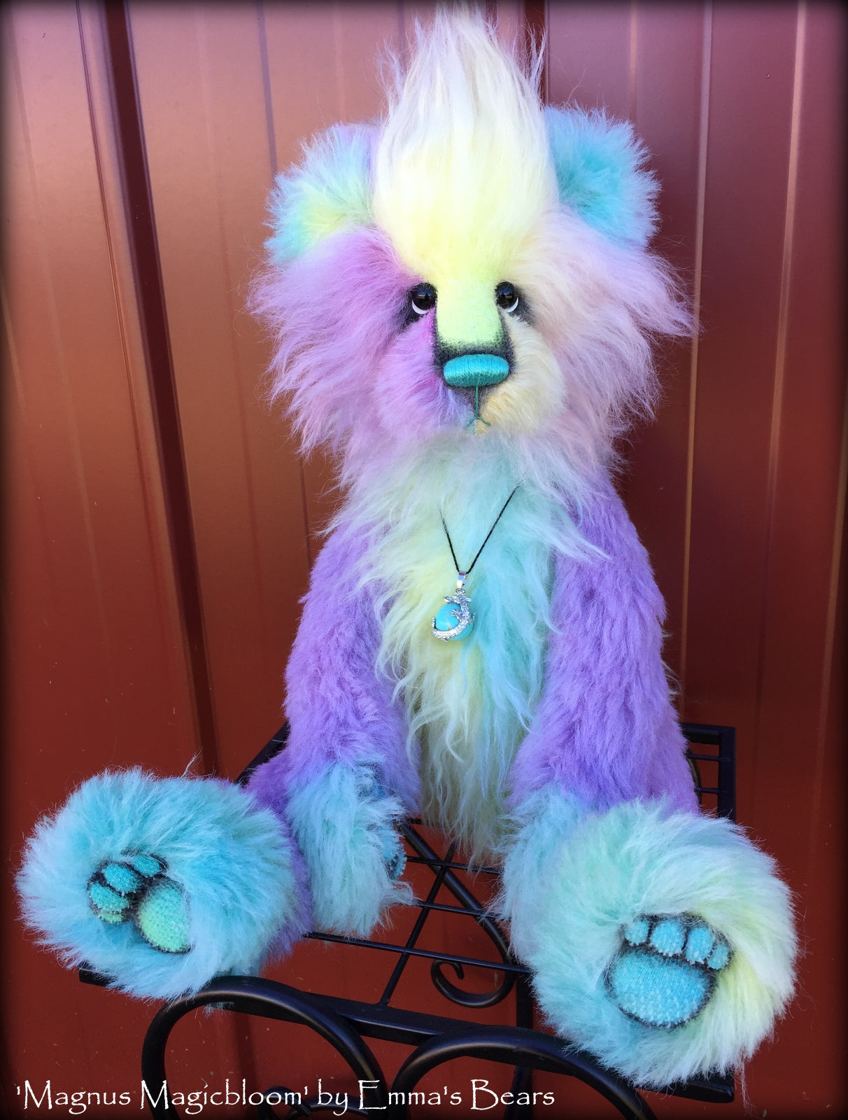 Magnus Magicbloom - 18in Hand-dyed mohair and alpaca Artist Bear by Emmas Bears - OOAK