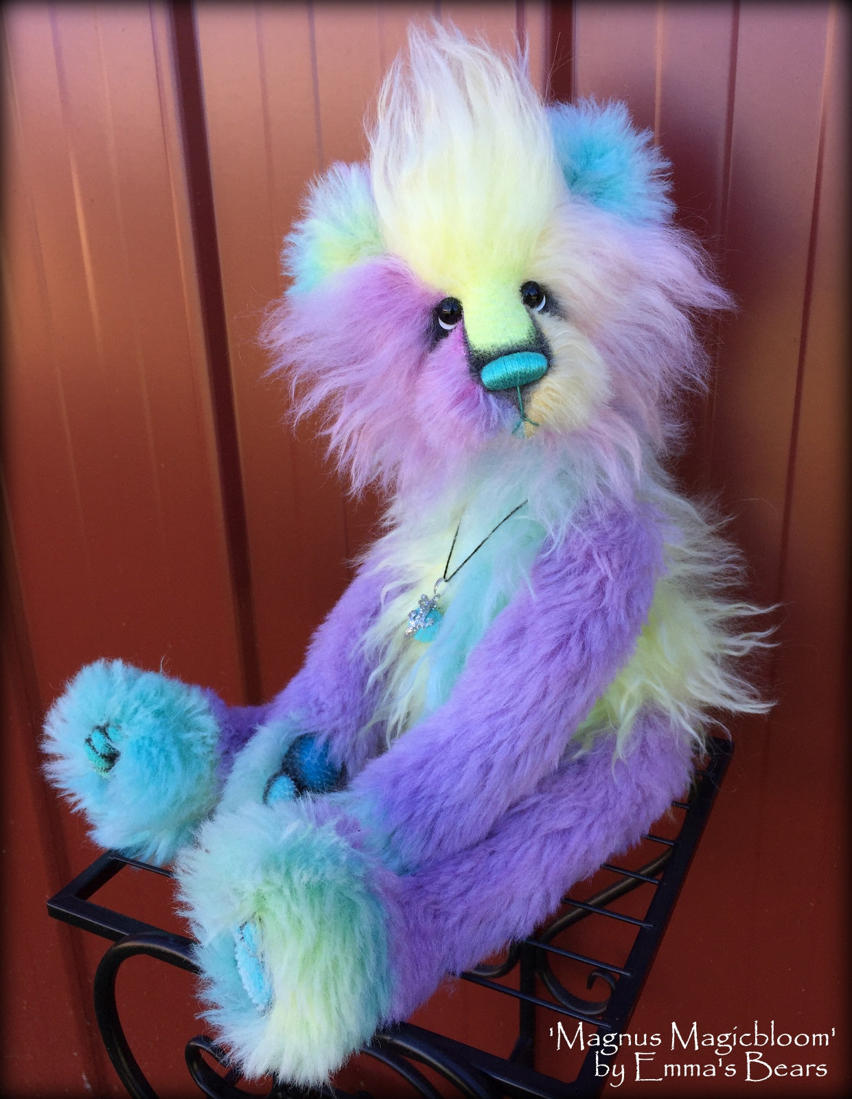 Magnus Magicbloom - 18in Hand-dyed mohair and alpaca Artist Bear by Emmas Bears - OOAK