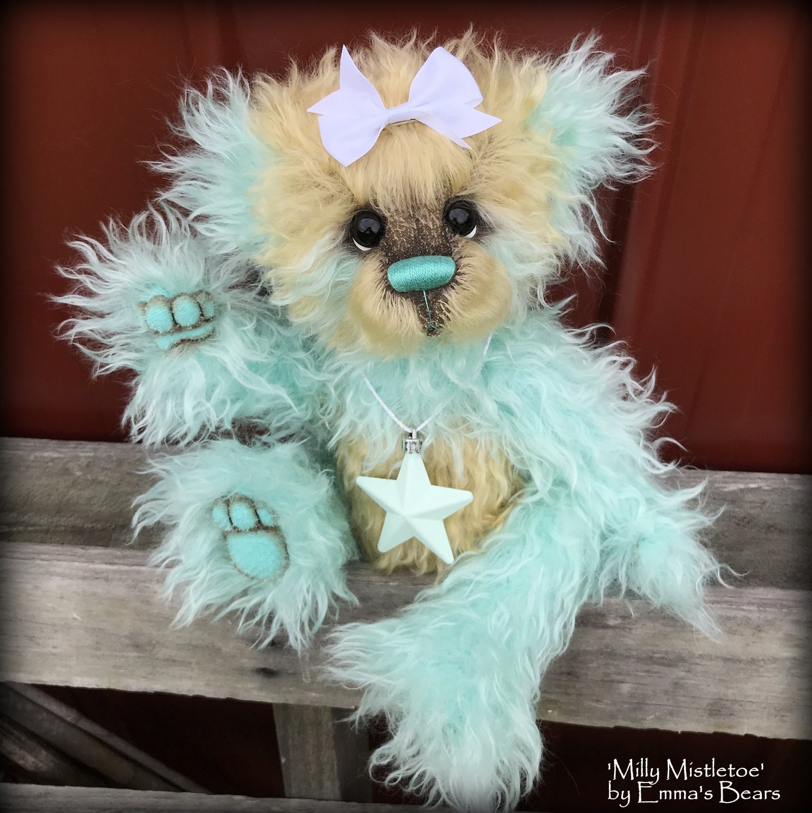 Milly Mistletoe - 16" MOHAIR Artist baby style Panda Bear by Emma's Bears - OOAK