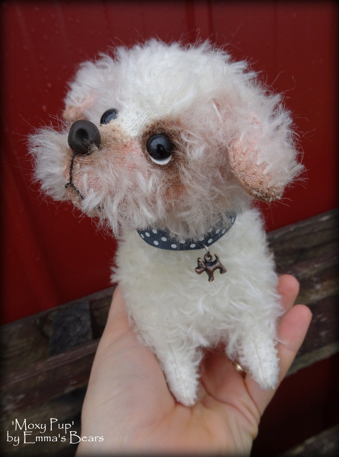 Moxy Pup - 7IN mohair puppy soft sculpture by Emmas Bears - OOAK