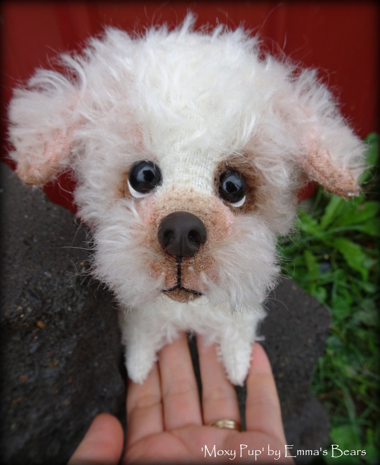 Moxy Pup - 7IN mohair puppy soft sculpture by Emmas Bears - OOAK