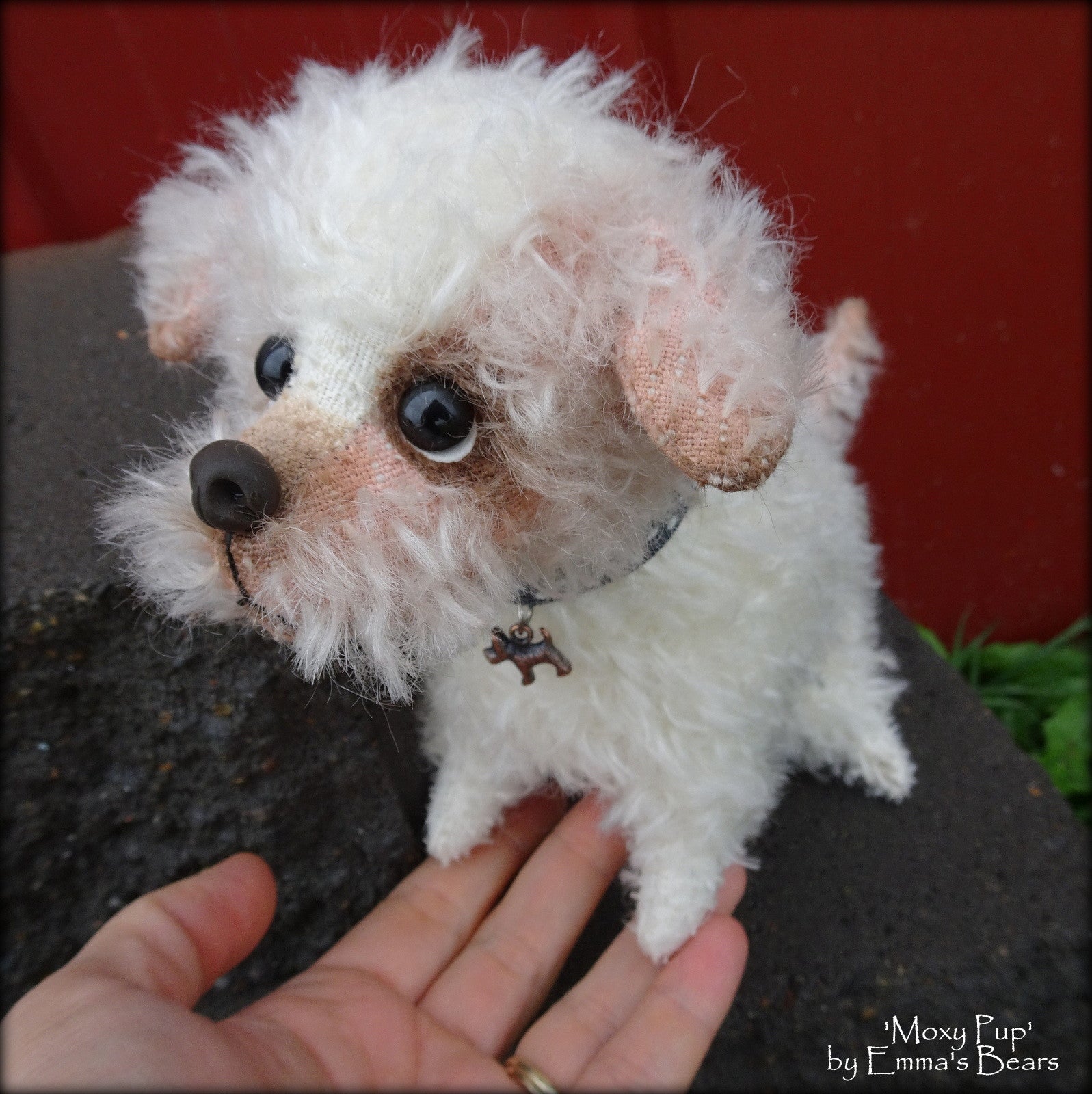 Moxy Pup - 7IN mohair puppy soft sculpture by Emmas Bears - OOAK