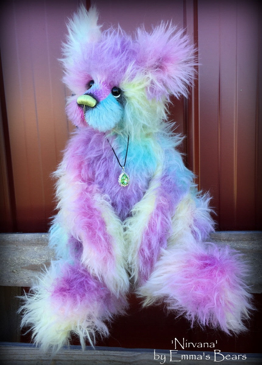 Nirvana - 21IN hand dyed rainbow mohair bear by Emmas Bears - OOAK