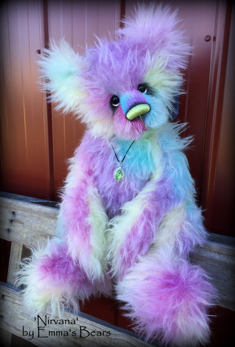 Nirvana - 21IN hand dyed rainbow mohair bear by Emmas Bears - OOAK