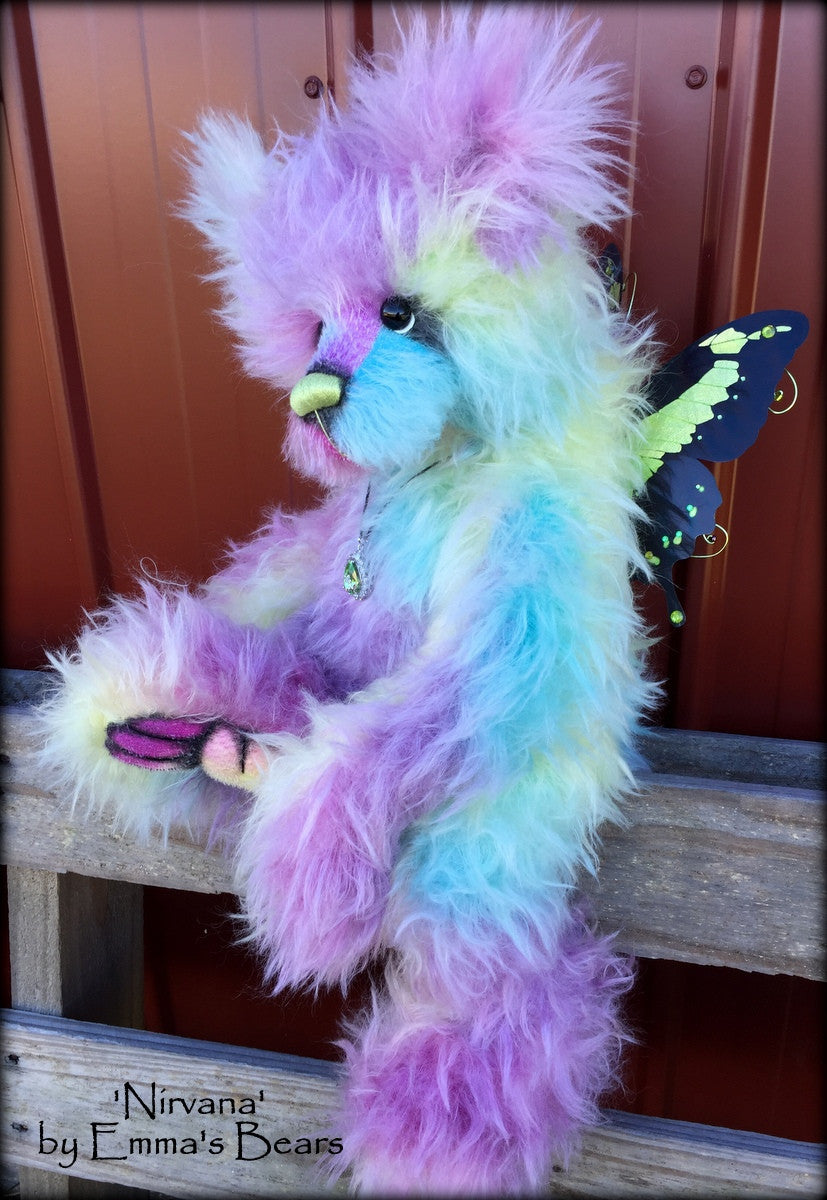 Nirvana - 21IN hand dyed rainbow mohair bear by Emmas Bears - OOAK