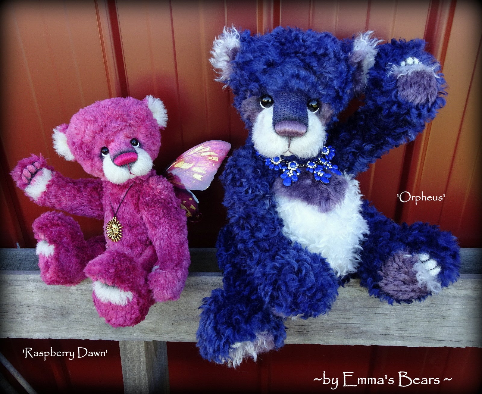 Raspberry Dawn - 13" hand-dyed silk/mohair blend fairy bear by Emmas Bears - OOAK