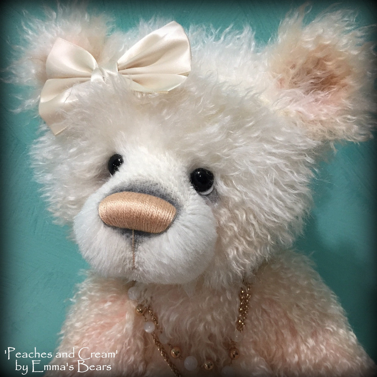 Peaches and Cream - 23IN hand dyed rainbow mohair bear by Emmas Bears - OOAK