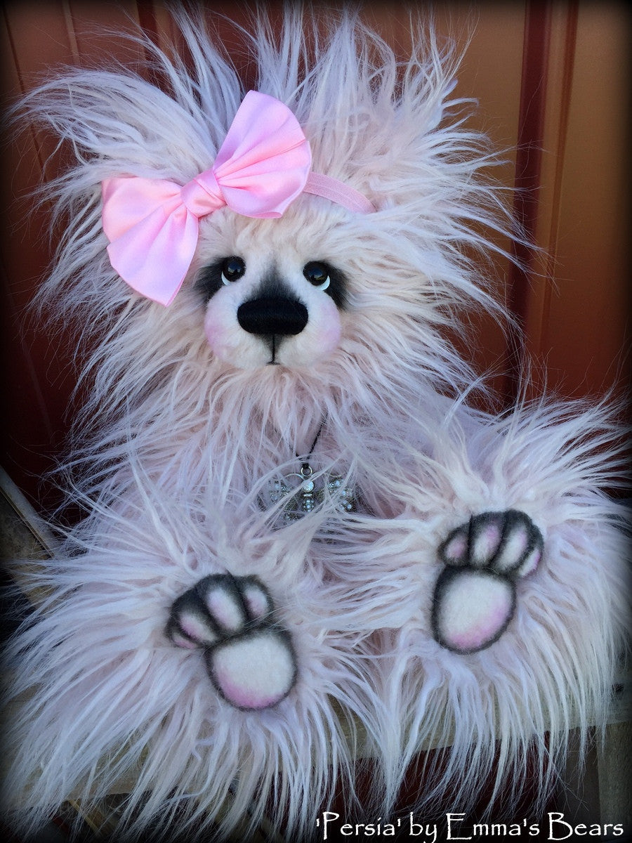 Persia - 16IN fluffy pink faux fur artist bear by Emmas Bears - OOAK