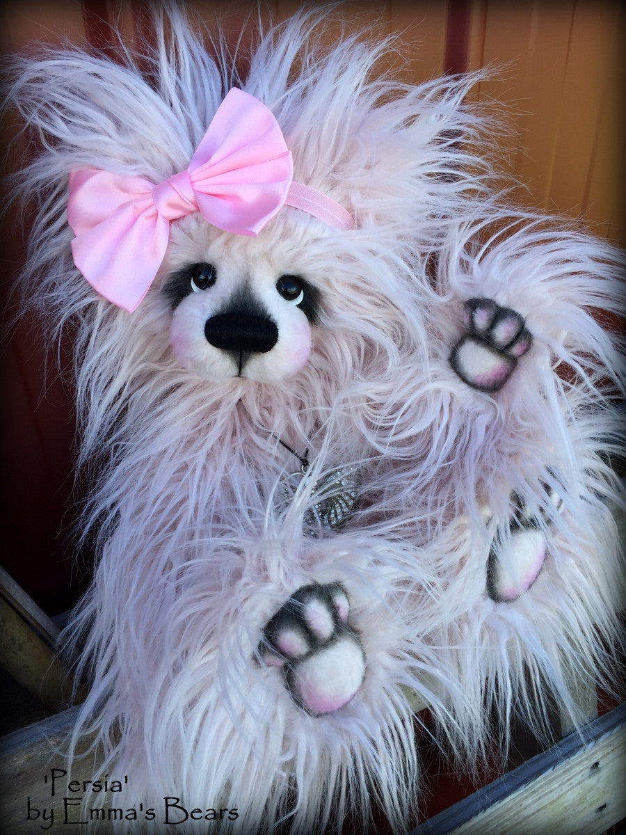 Persia - 16IN fluffy pink faux fur artist bear by Emmas Bears - OOAK