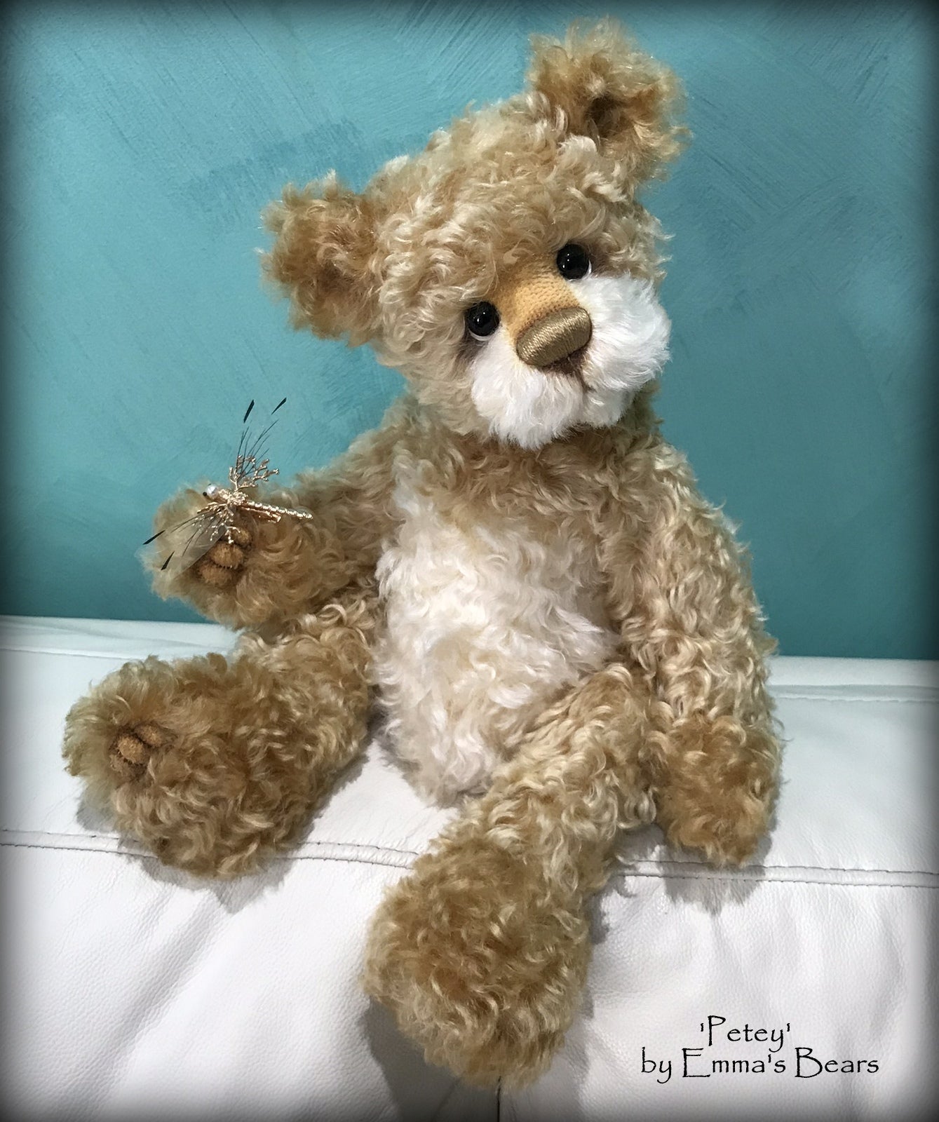 Petey - 15" curly mohair Artist Bear by Emma's Bears - OOAK