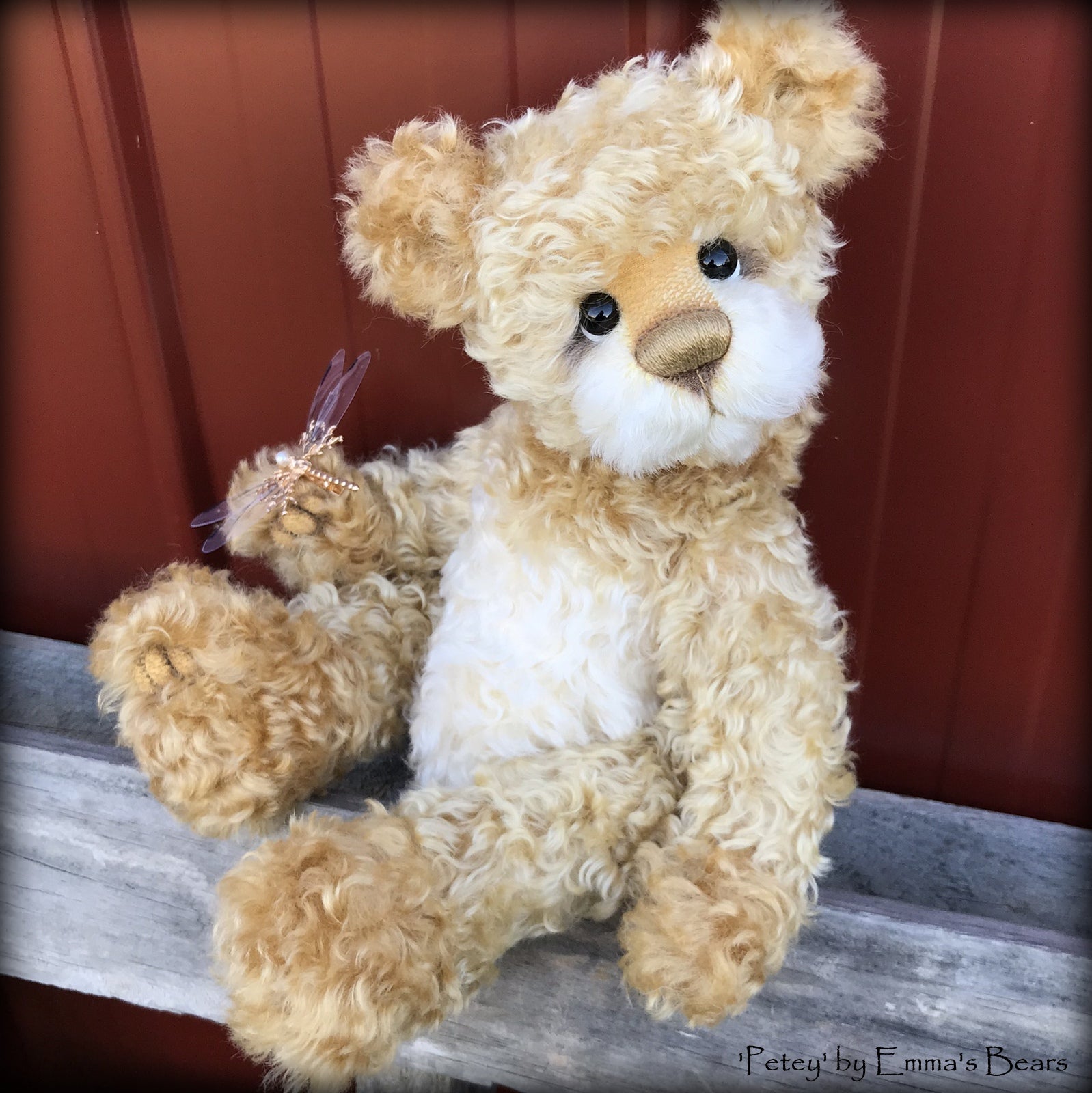 Petey - 15" curly mohair Artist Bear by Emma's Bears - OOAK