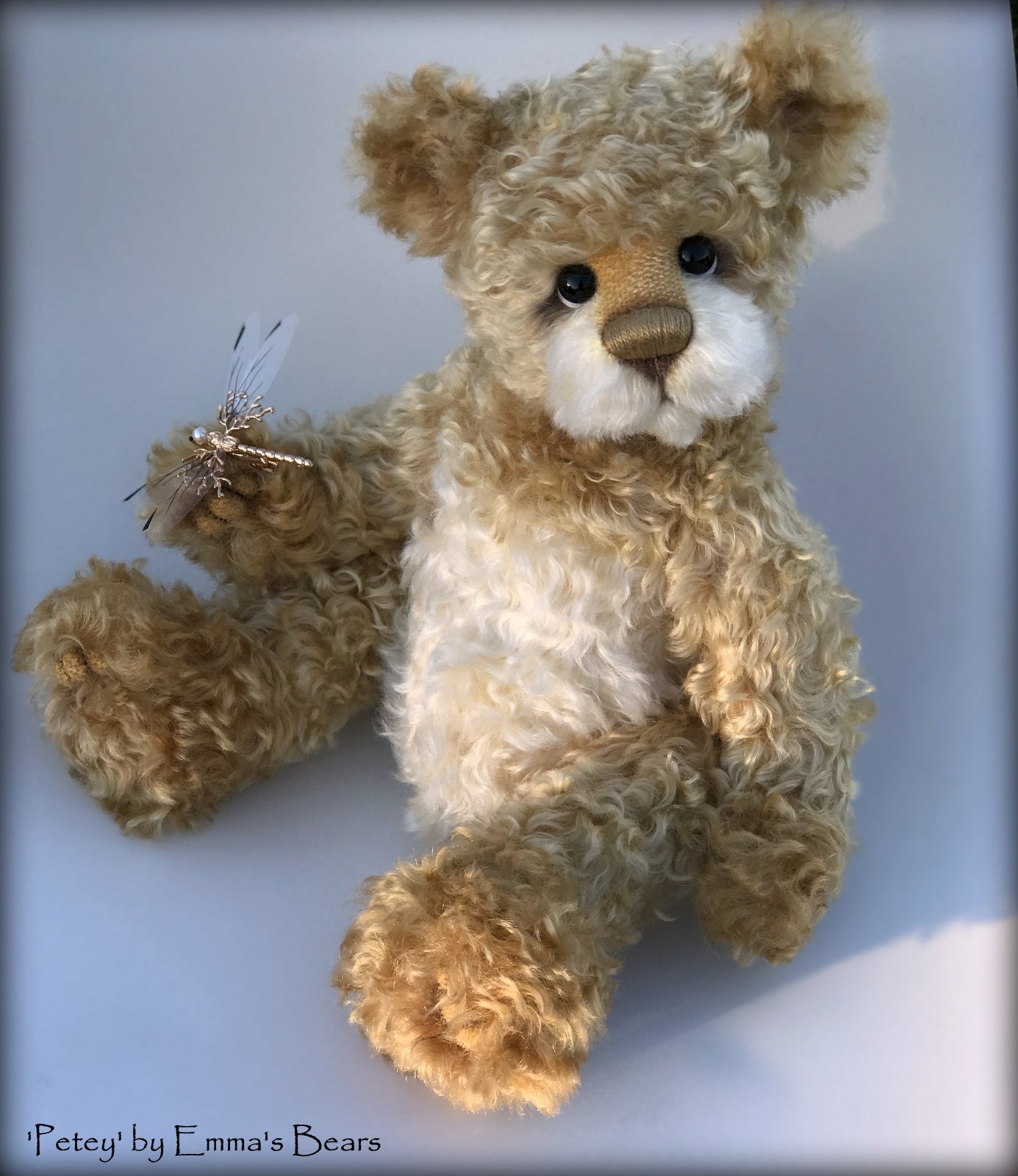 Petey - 15" curly mohair Artist Bear by Emma's Bears - OOAK