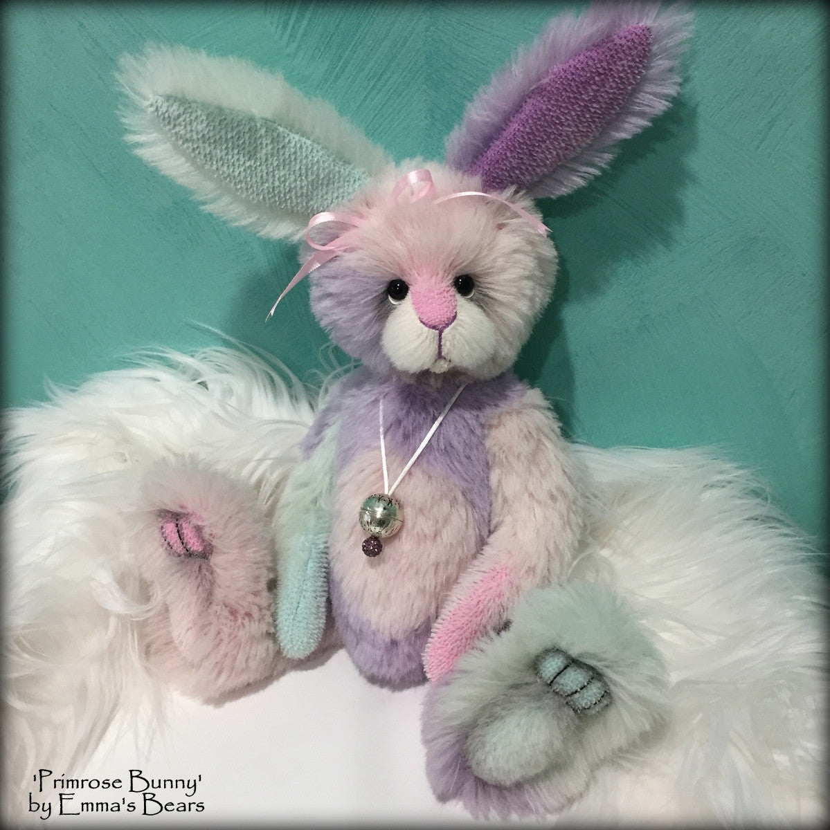 Primrose Bunny - 14" hand-dyed alpaca Easter Bunny  - OOAK by Emma's Bears