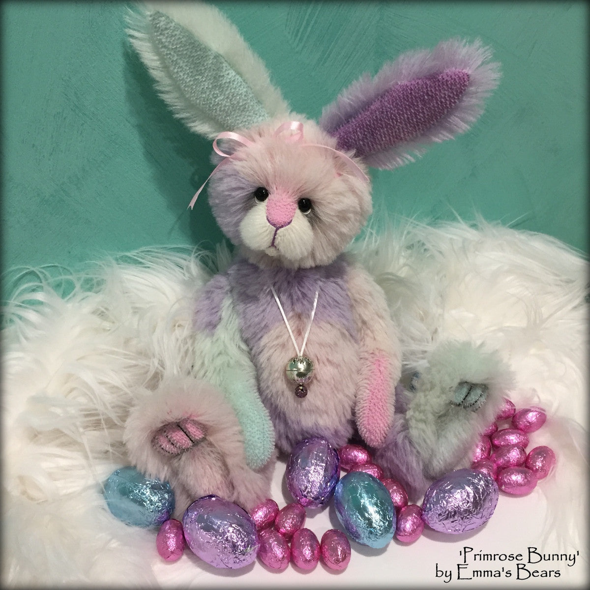 Primrose Bunny - 14" hand-dyed alpaca Easter Bunny  - OOAK by Emma's Bears