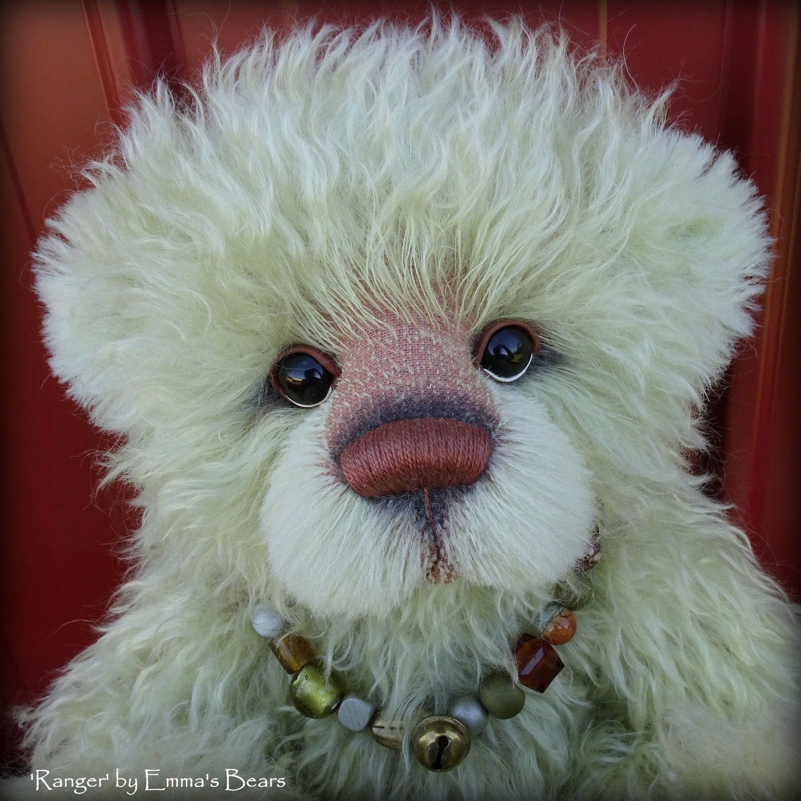 Ranger - 17" green hand dyed mohair artist bear by Emma's Bears  - OOAK