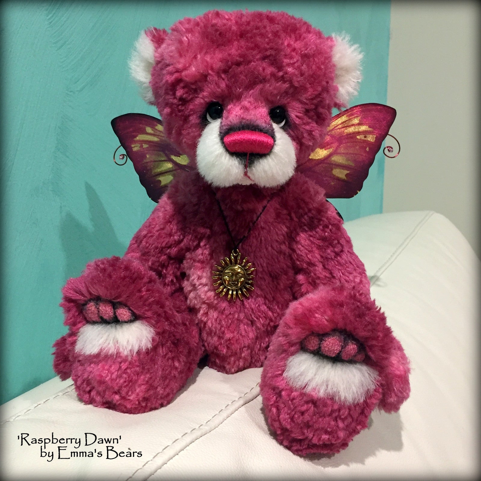 Raspberry Dawn - 13" hand-dyed silk/mohair blend fairy bear by Emmas Bears - OOAK