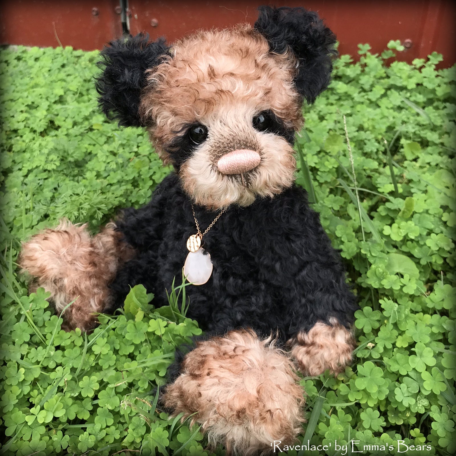 Ravenlace - 12" curly kid mohair Artist Bear by Emma's Bears - OOAK