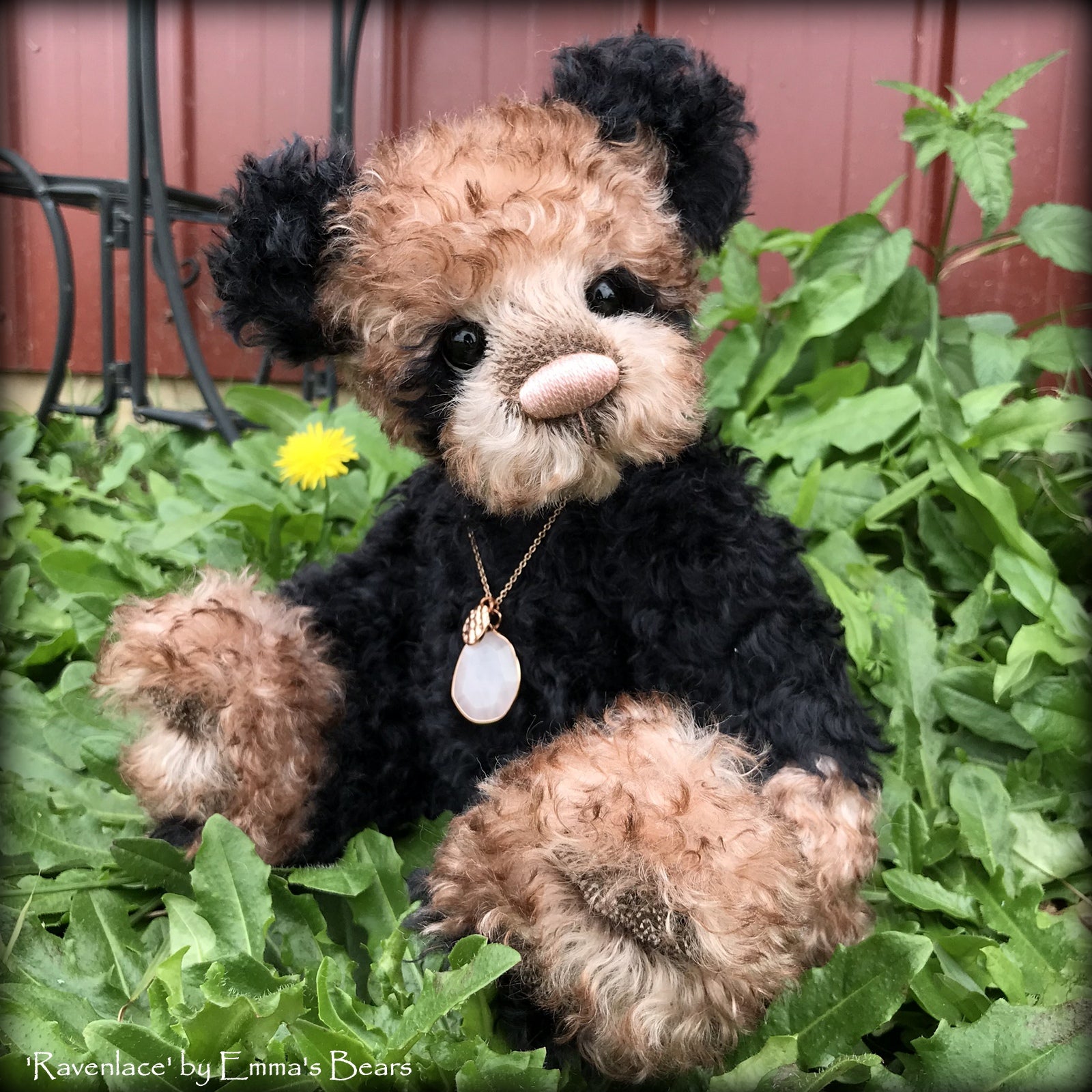 Ravenlace - 12" curly kid mohair Artist Bear by Emma's Bears - OOAK