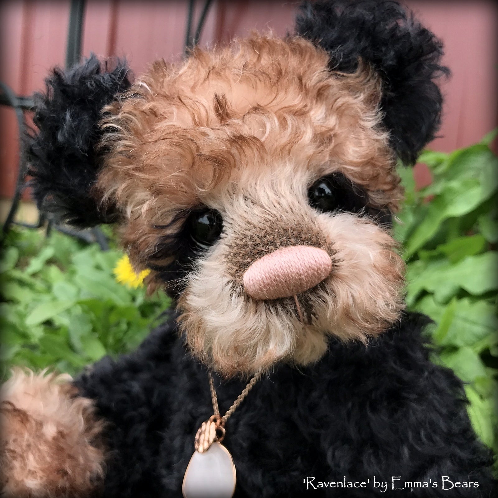 Ravenlace - 12" curly kid mohair Artist Bear by Emma's Bears - OOAK