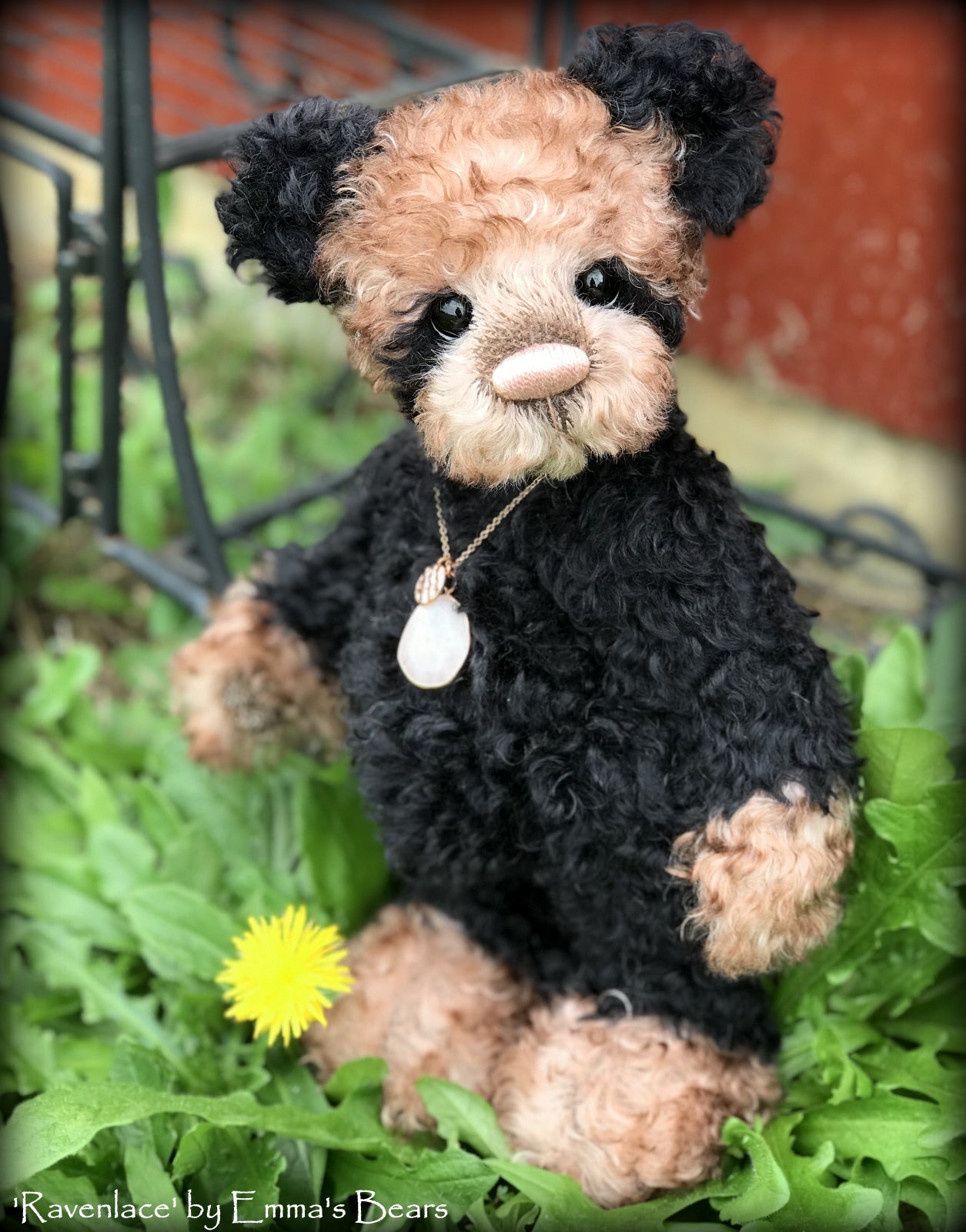 Ravenlace - 12" curly kid mohair Artist Bear by Emma's Bears - OOAK