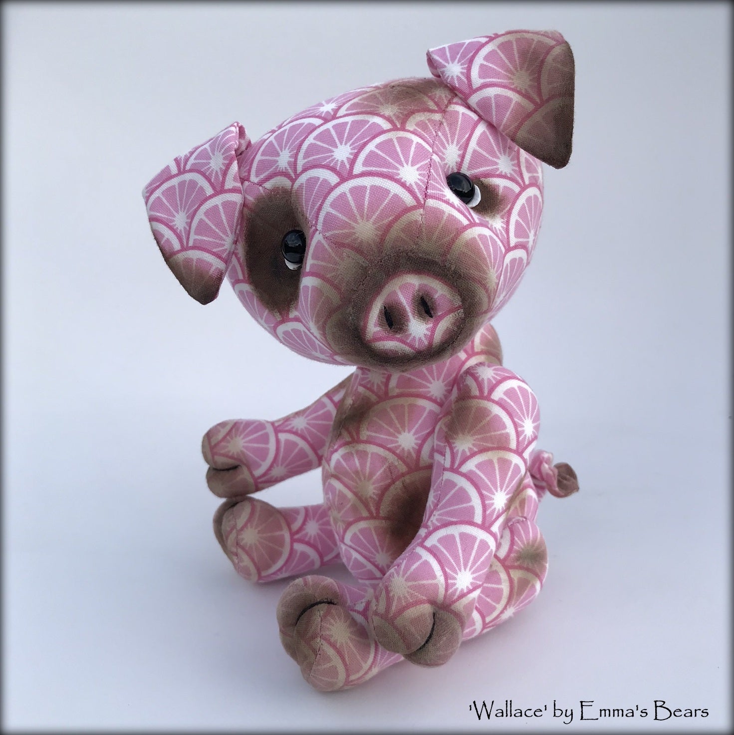 Wallace - 9" COTTON Artist Pig by Emmas Bears - OOAK