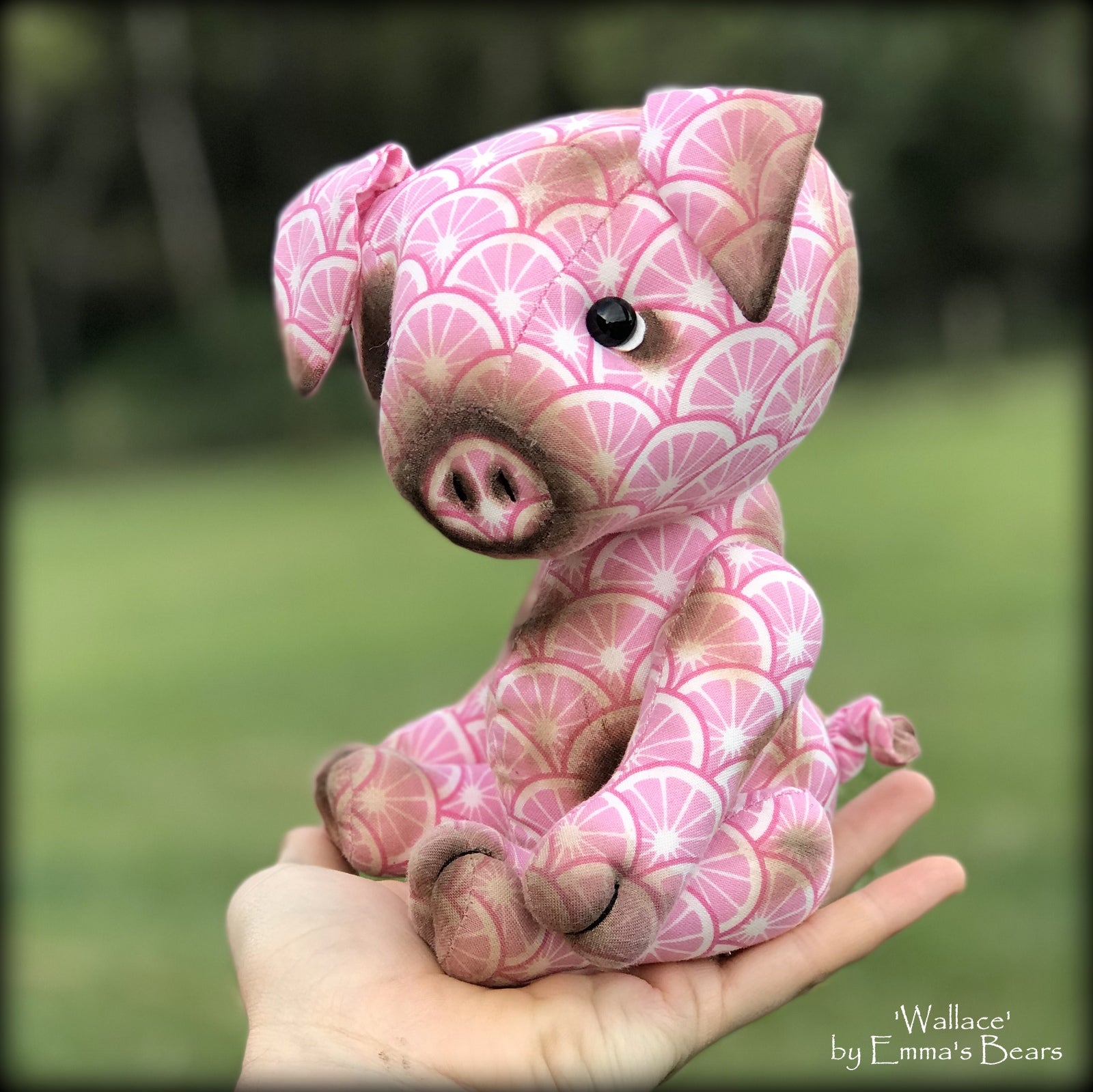 Wallace - 9" COTTON Artist Pig by Emmas Bears - OOAK
