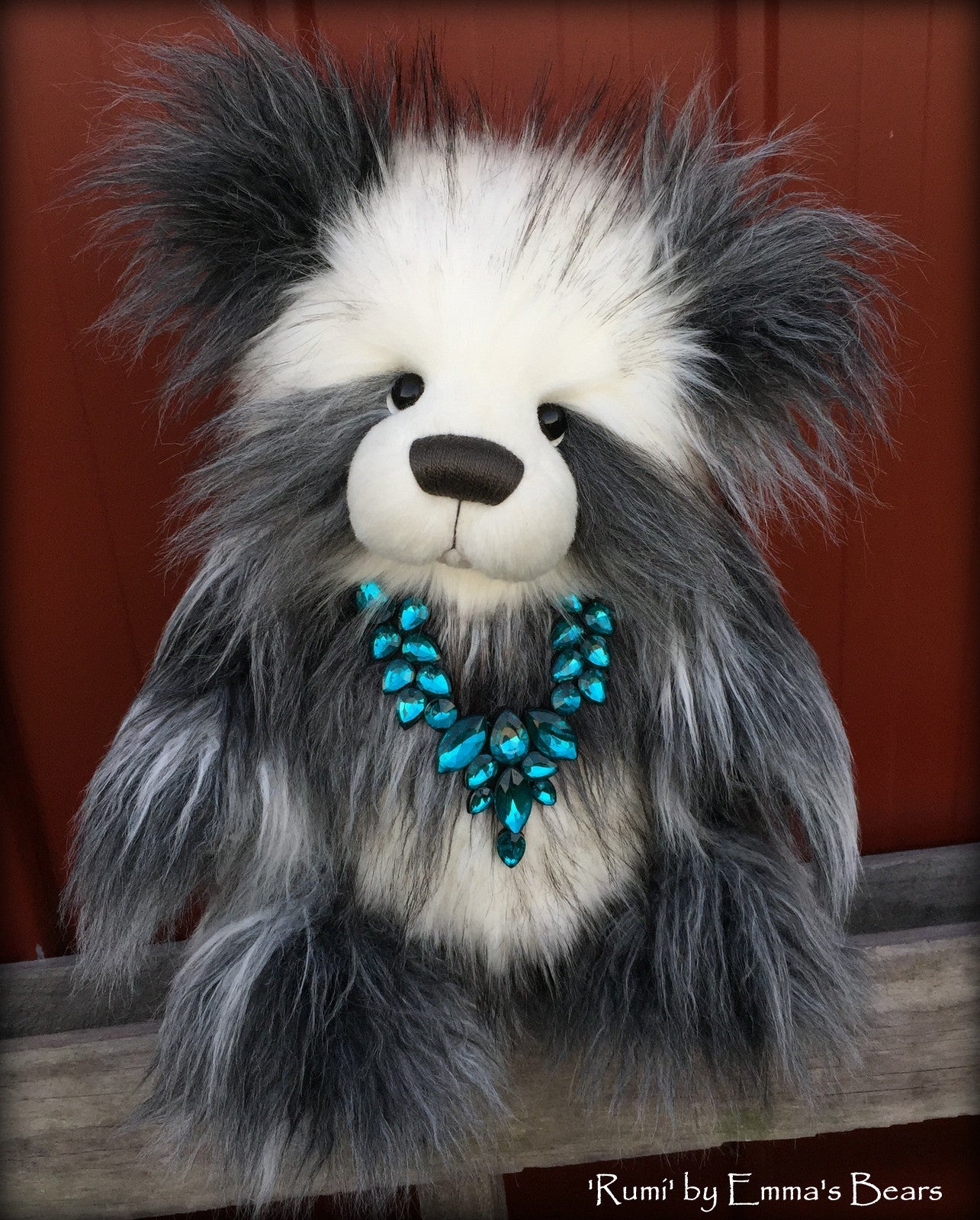 Rumi - 18" Faux Fur Artist Fat Panda Bear by Emmas Bears - OOAK