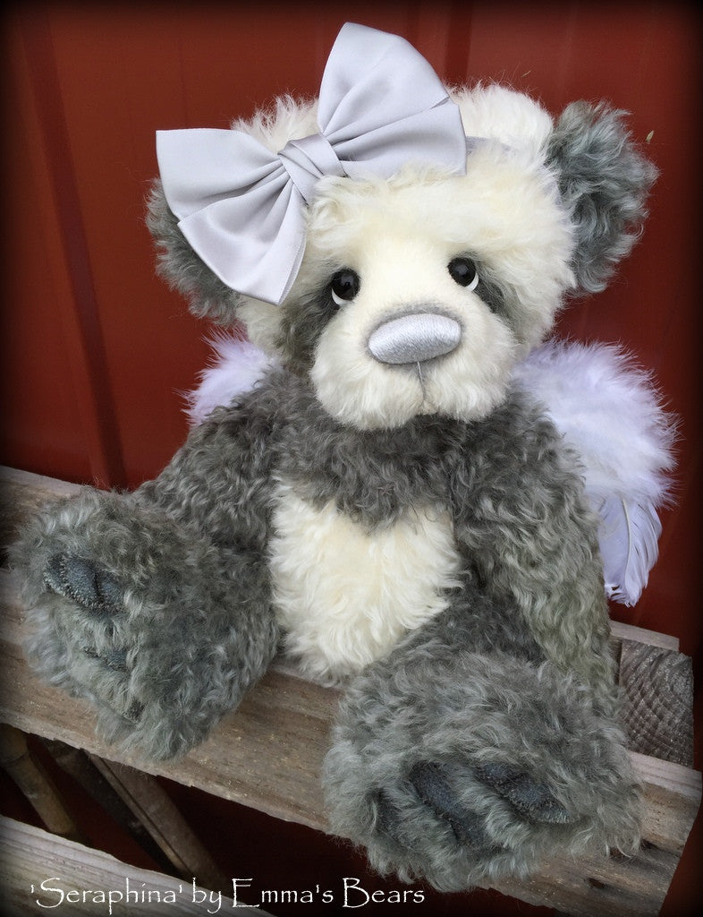 Seraphina - 16" mohair angelwing artist panda bear by Emmas Bears - OOAK