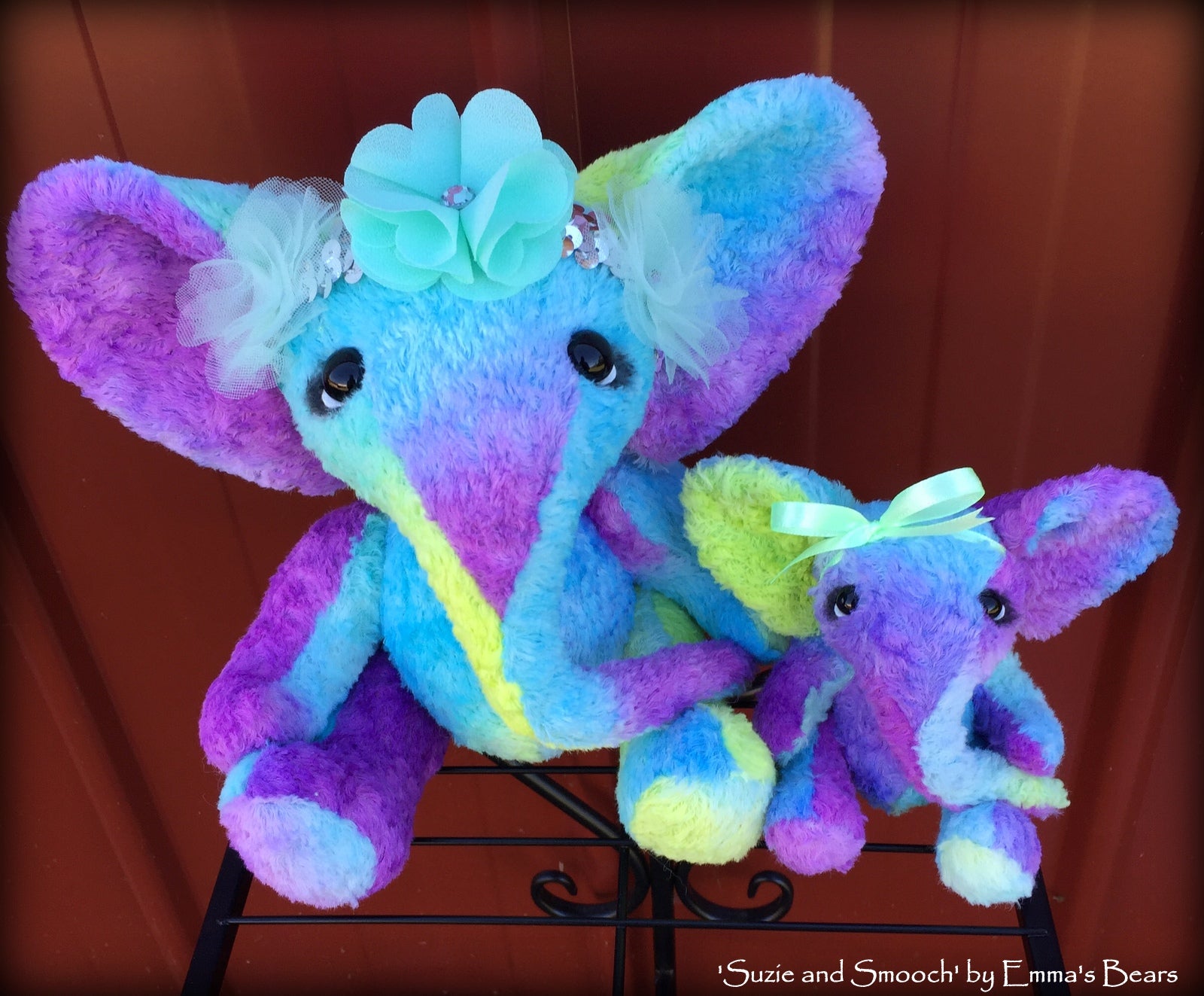 Suzie - 9in Hand-dyed viscose Artist Elephant by Emmas Bears - OOAK