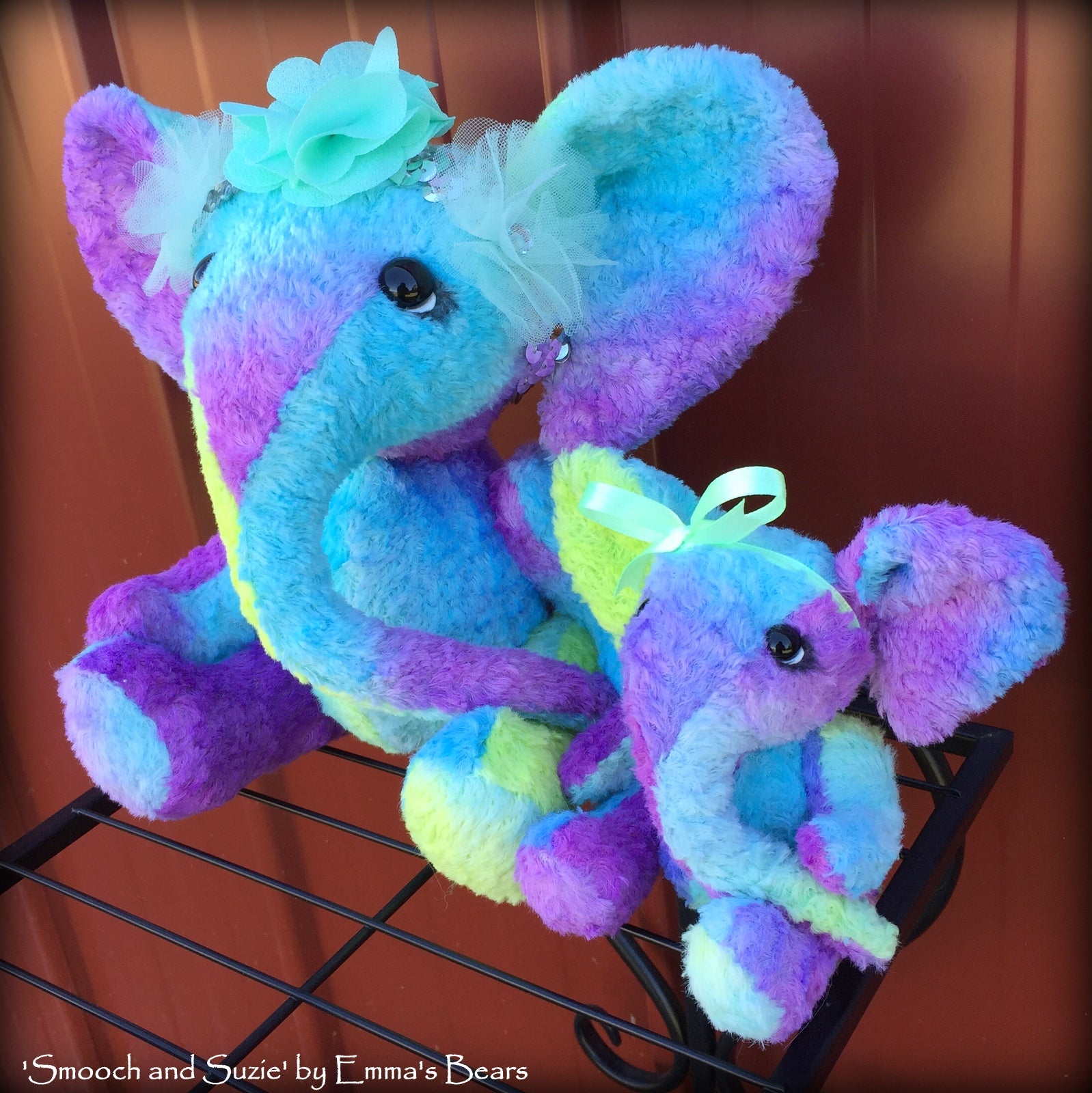 Suzie - 9in Hand-dyed viscose Artist Elephant by Emmas Bears - OOAK