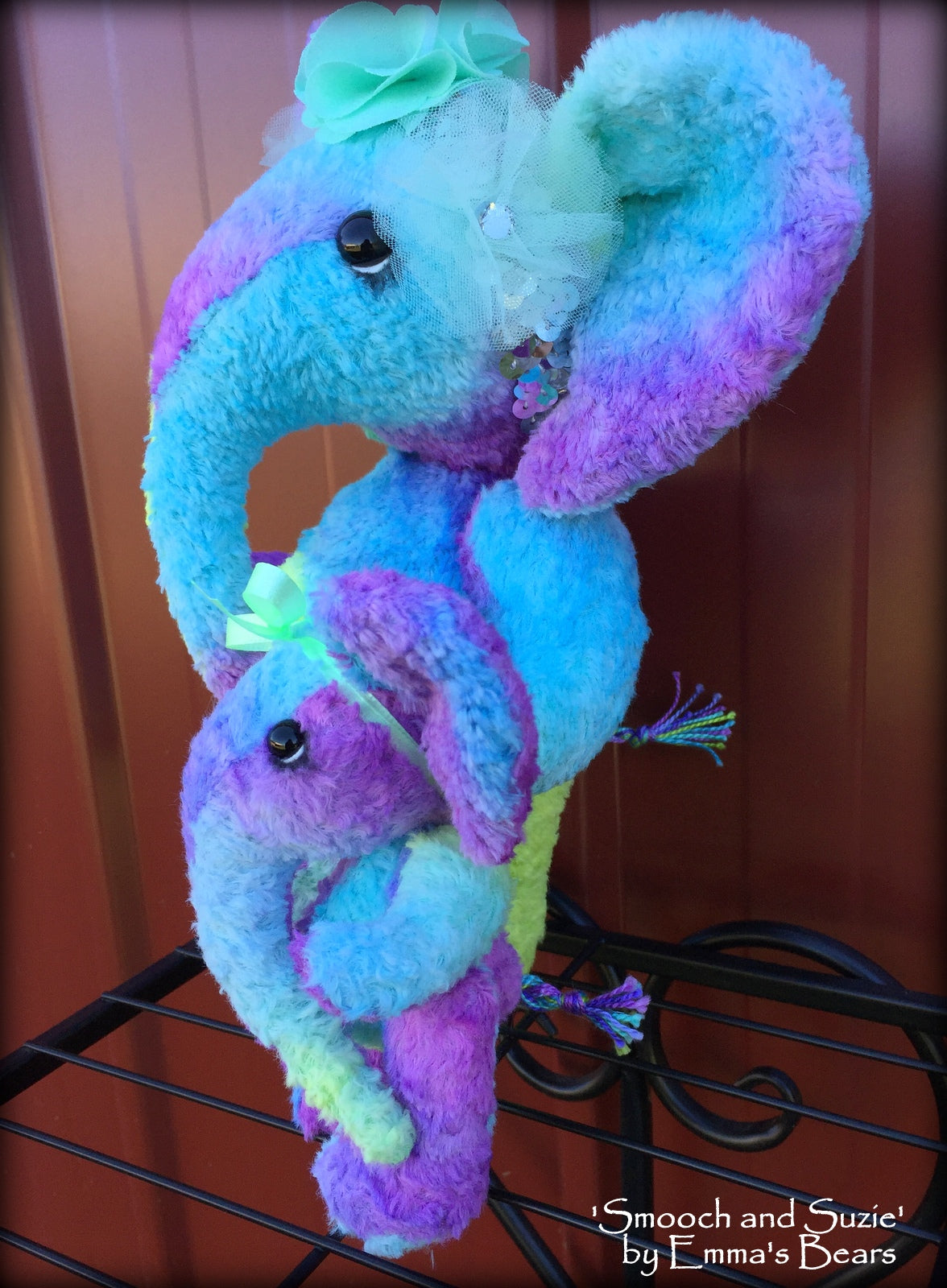 Smooch - 5in Hand-dyed viscose Artist Elephant by Emmas Bears - OOAK